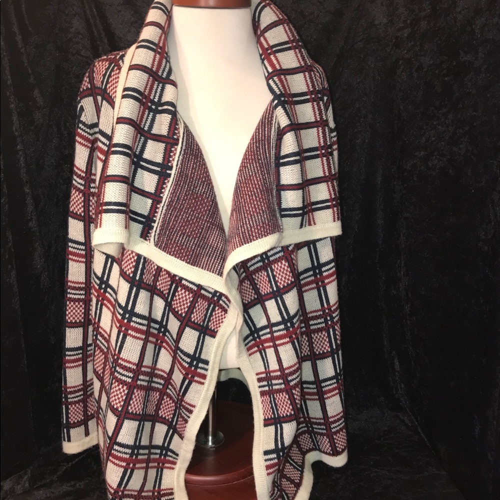 Plaid cardigan sweater size M